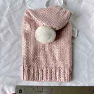NWOT Top Paw Pink Shiny Pom Hood Sweater XS